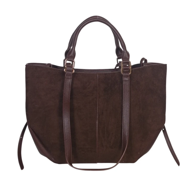 Torebka damska shopper bag eko zamsz Gallantry Paris – duża modna torba miejska A4 na ramię