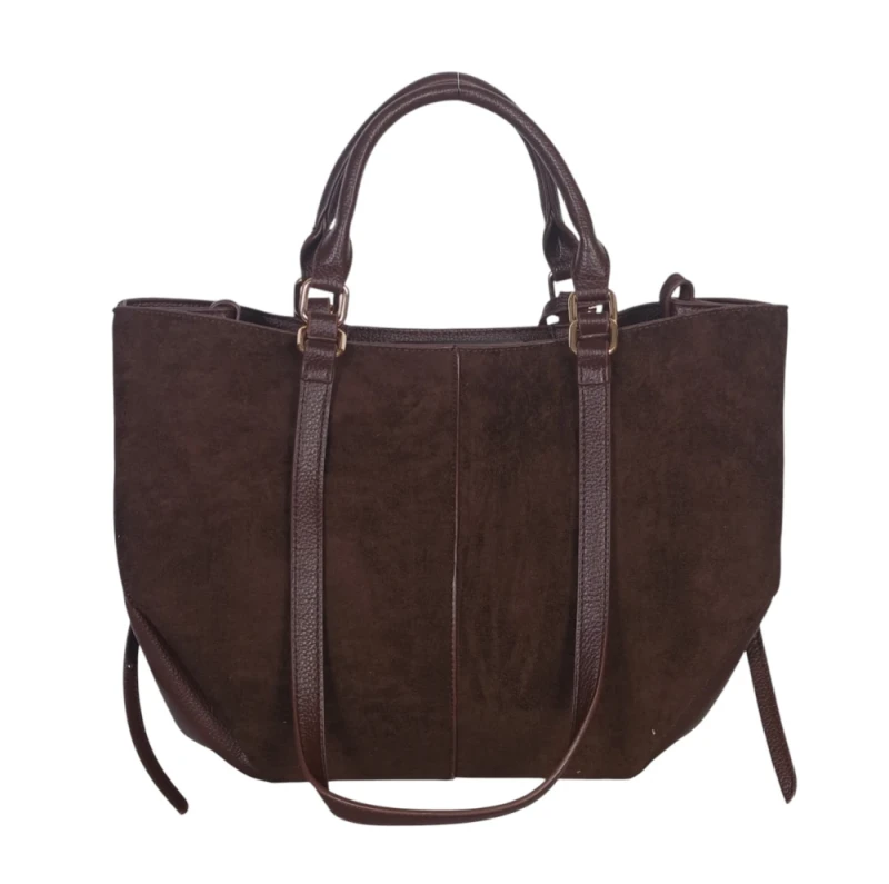 Torebka damska shopper bag eko zamsz Gallantry Paris – duża modna torba miejska A4 na ramię