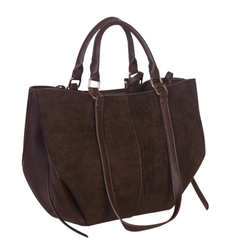 Torebka damska shopper bag eko zamsz Gallantry Paris – duża modna torba miejska A4 na ramię
