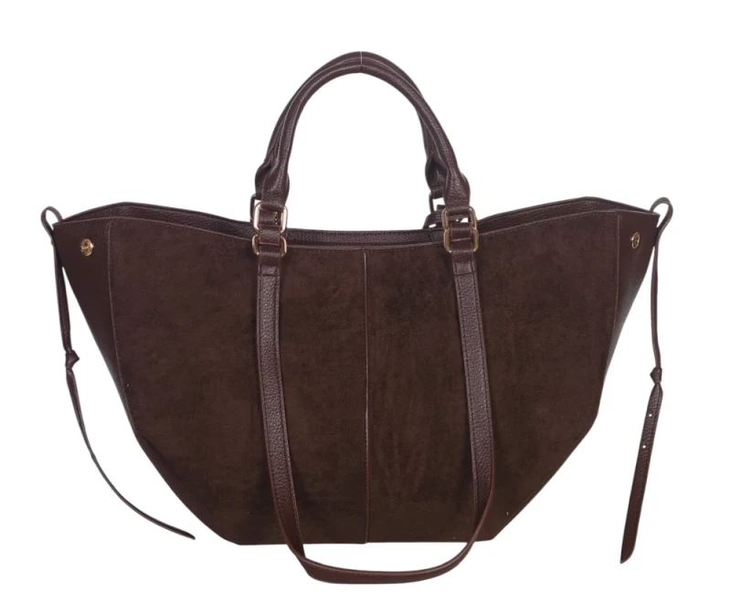 Torebka damska shopper bag eko zamsz Gallantry Paris – duża modna torba miejska A4 na ramię