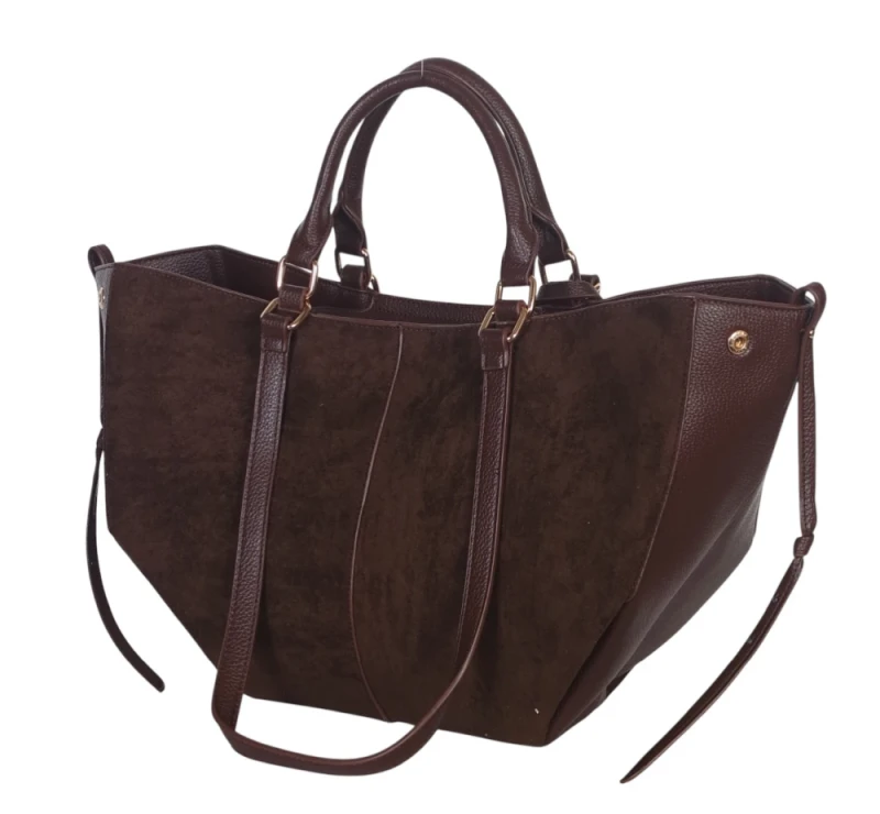 Torebka damska shopper bag eko zamsz Gallantry Paris – duża modna torba miejska A4 na ramię