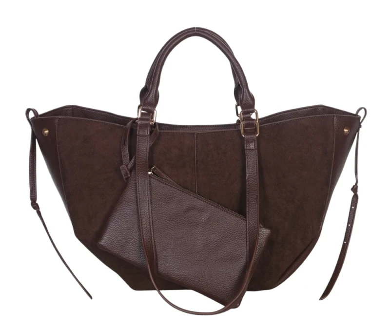 Torebka damska shopper bag eko zamsz Gallantry Paris – duża modna torba miejska A4 na ramię