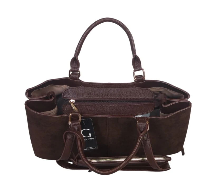 Torebka damska shopper bag eko zamsz Gallantry Paris – duża modna torba miejska A4 na ramię