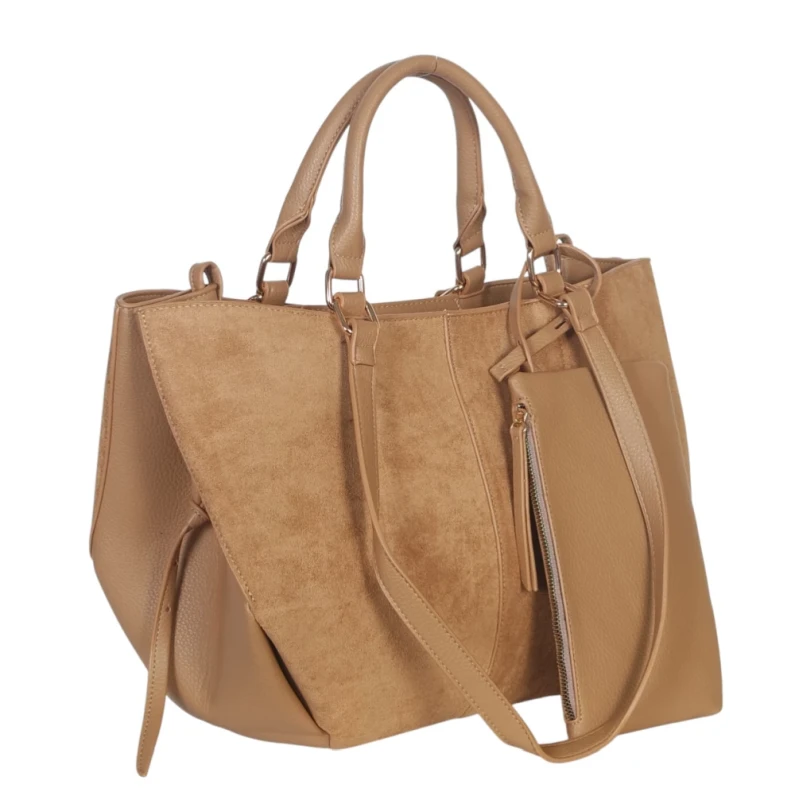 Torebka damska shopper bag eko zamsz Gallantry Paris – duża modna torba miejska A4 na ramię