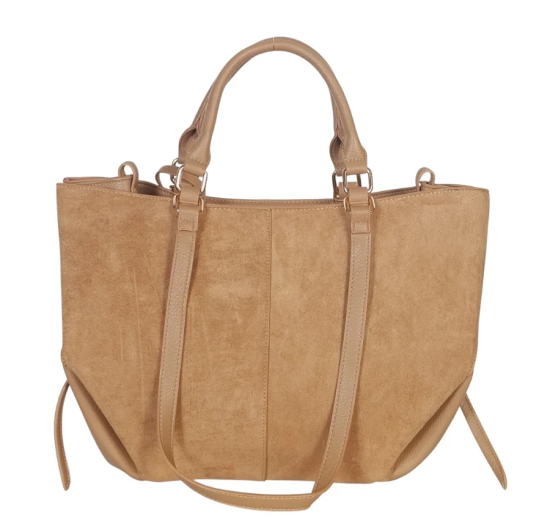 Torebka damska shopper bag eko zamsz Gallantry Paris – duża modna torba miejska A4 na ramię
