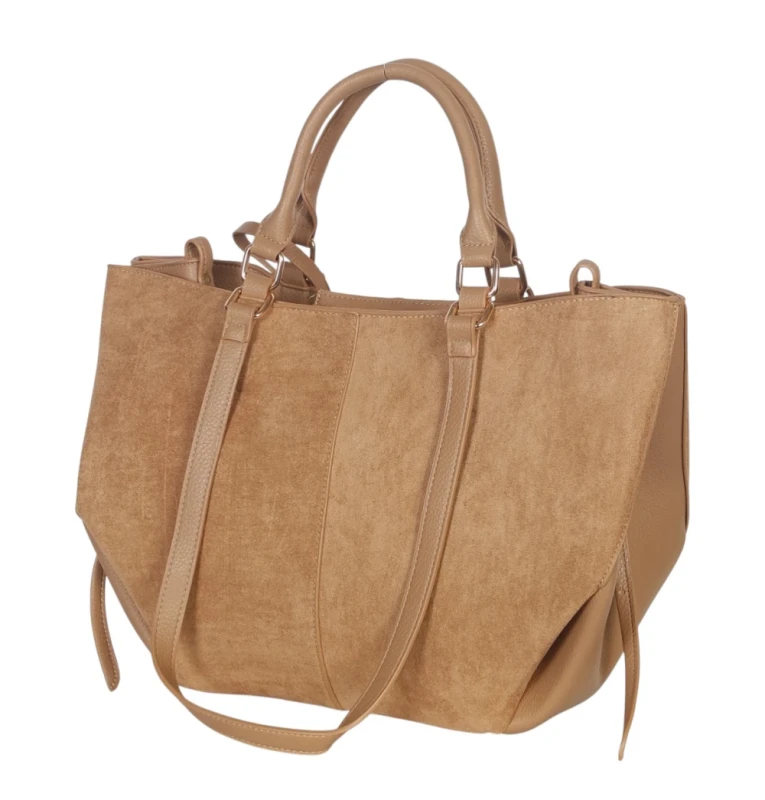 Torebka damska shopper bag eko zamsz Gallantry Paris – duża modna torba miejska A4 na ramię