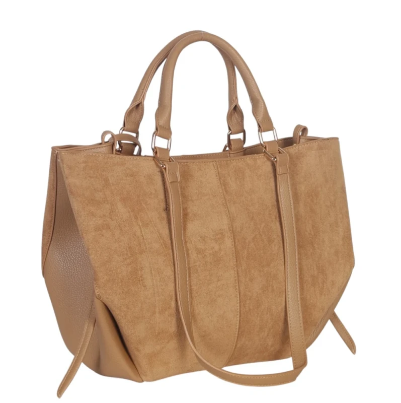 Torebka damska shopper bag eko zamsz Gallantry Paris – duża modna torba miejska A4 na ramię