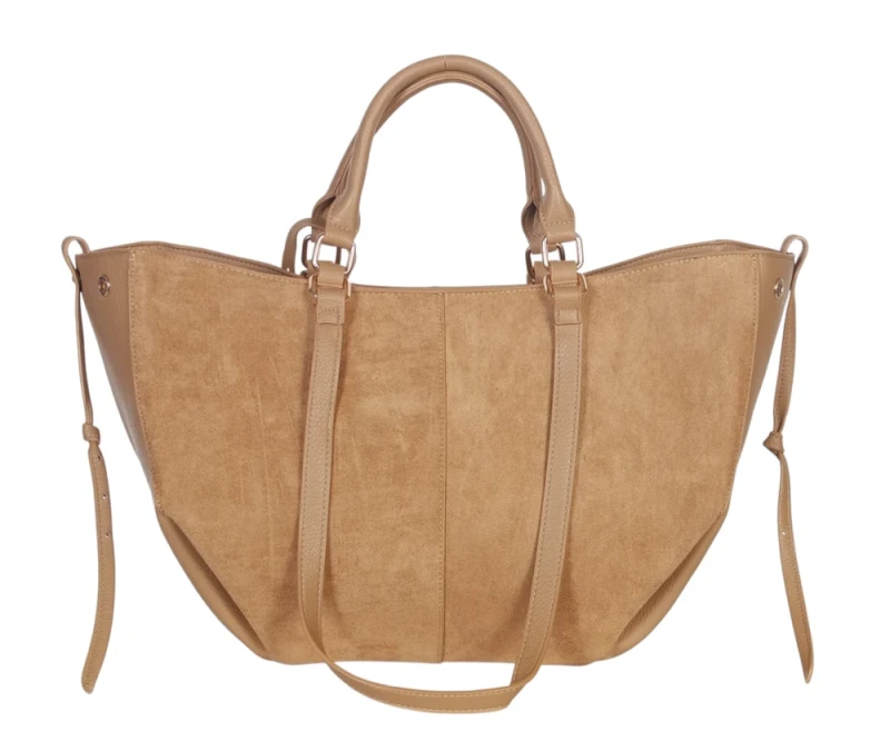 Torebka damska shopper bag eko zamsz Gallantry Paris – duża modna torba miejska A4 na ramię