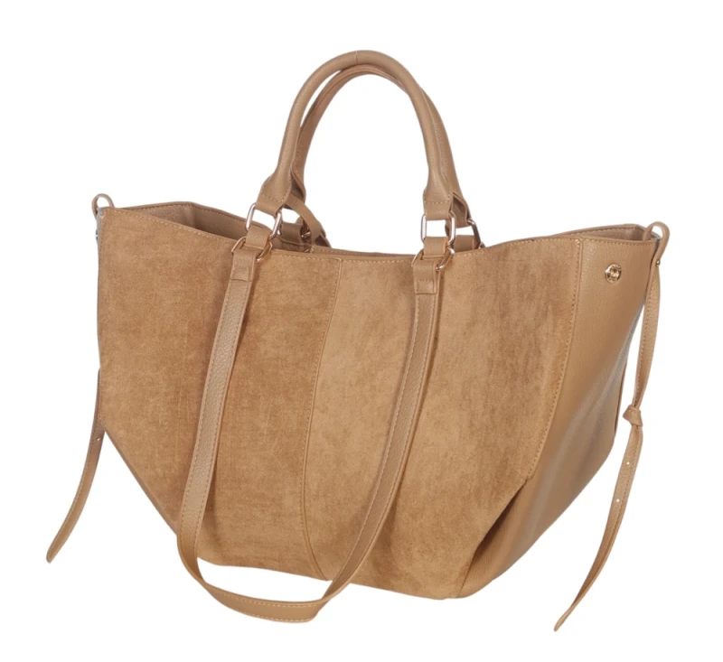 Torebka damska shopper bag eko zamsz Gallantry Paris – duża modna torba miejska A4 na ramię