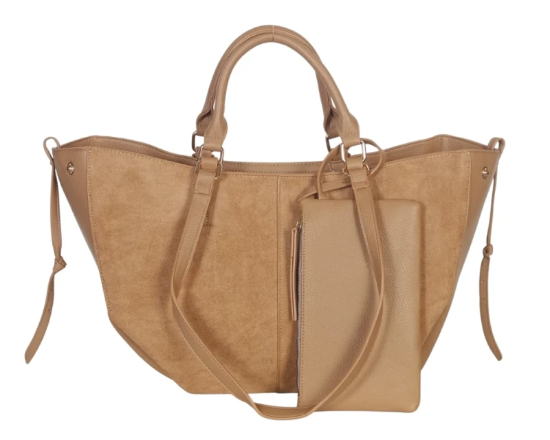 Torebka damska shopper bag eko zamsz Gallantry Paris – duża modna torba miejska A4 na ramię