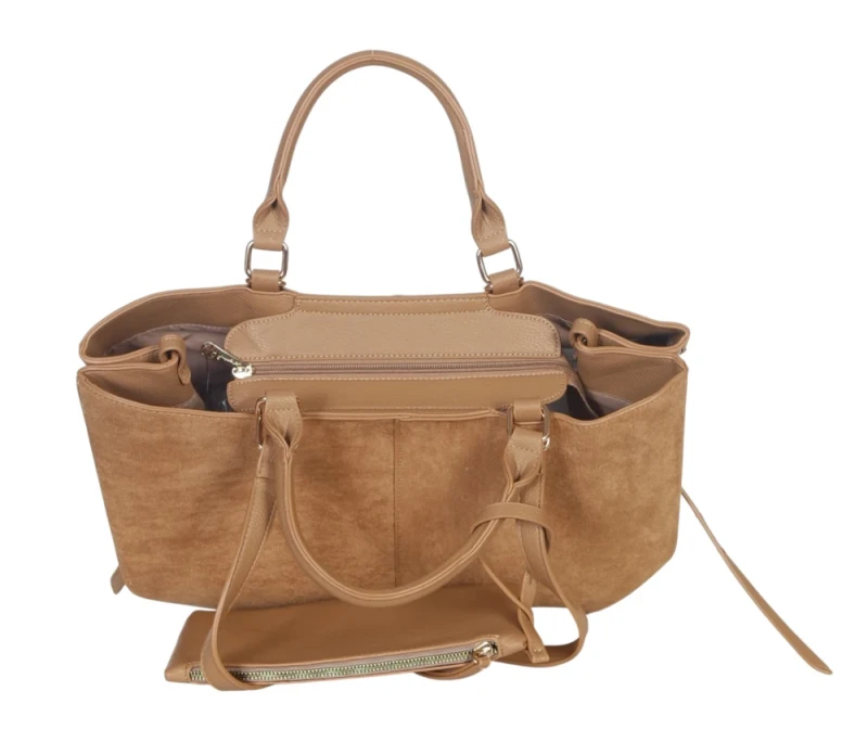 Torebka damska shopper bag eko zamsz Gallantry Paris – duża modna torba miejska A4 na ramię