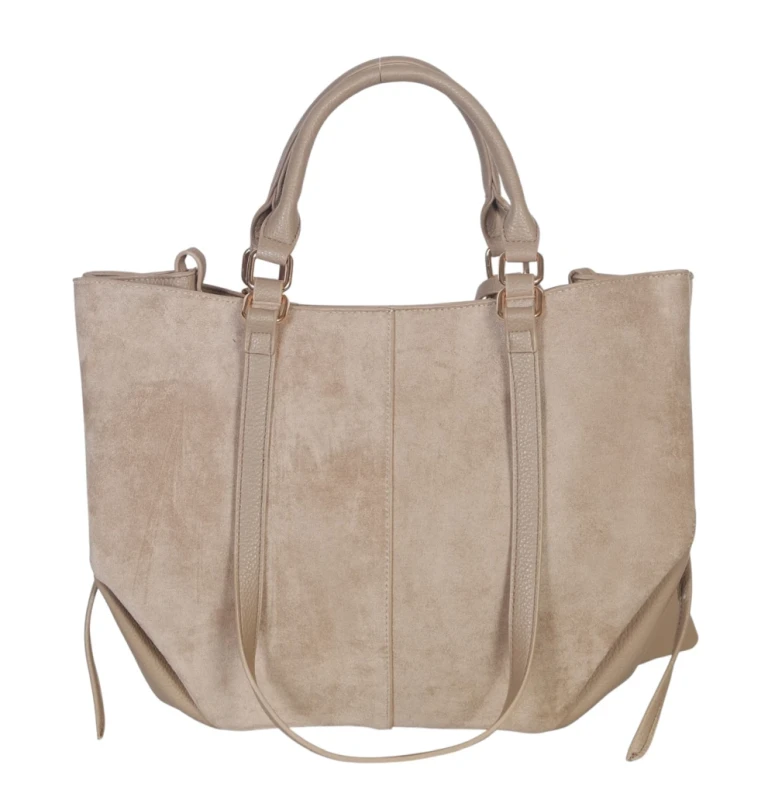 Torebka damska shopper bag eko zamsz Gallantry Paris – duża modna torba miejska A4 na ramię