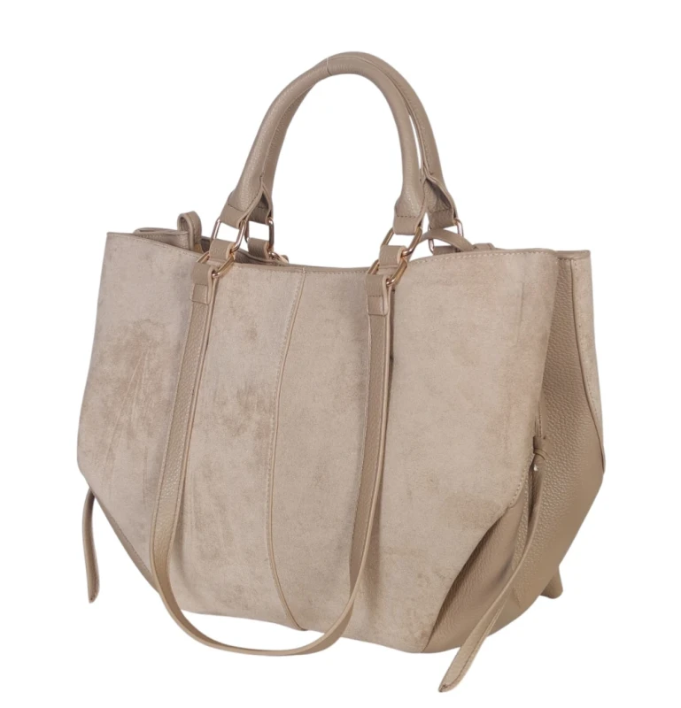 Torebka damska shopper bag eko zamsz Gallantry Paris – duża modna torba miejska A4 na ramię