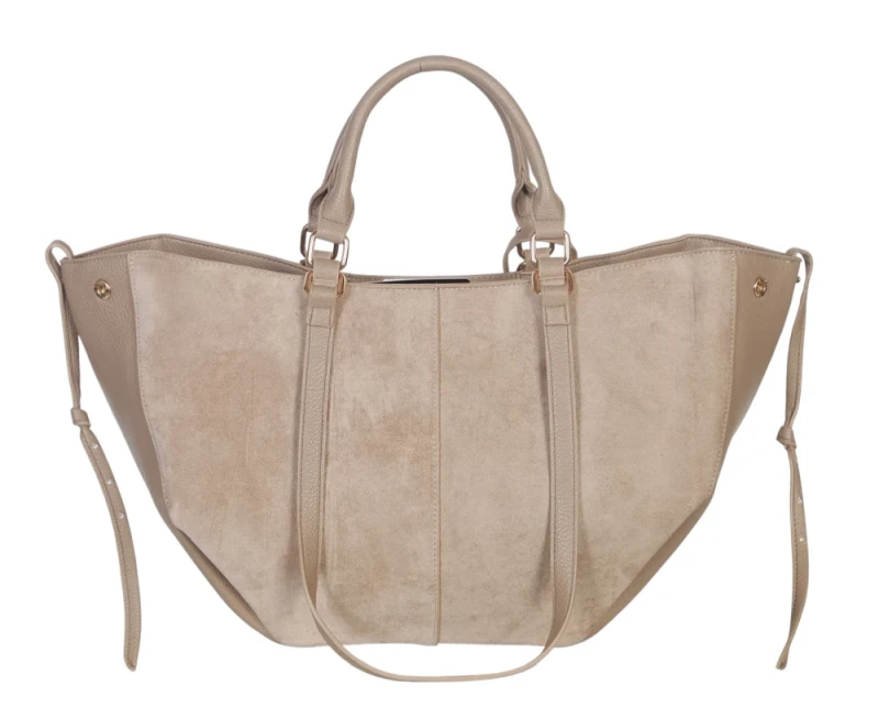 Torebka damska shopper bag eko zamsz Gallantry Paris – duża modna torba miejska A4 na ramię