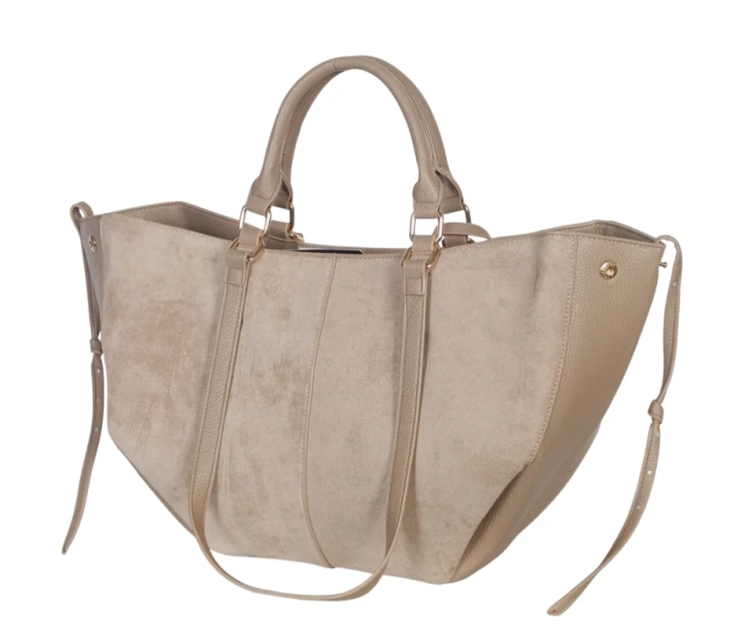 Torebka damska shopper bag eko zamsz Gallantry Paris – duża modna torba miejska A4 na ramię