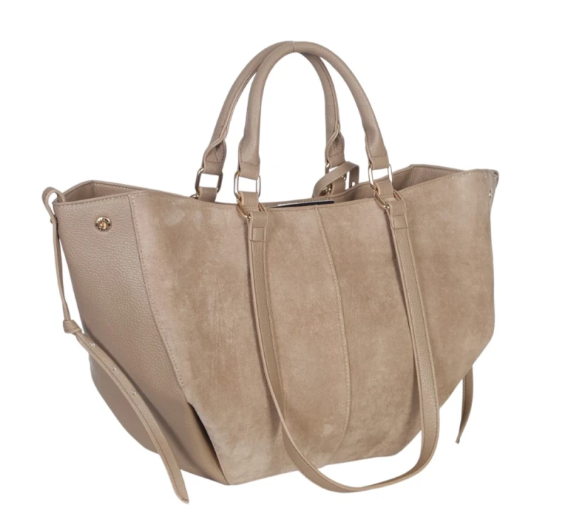 Torebka damska shopper bag eko zamsz Gallantry Paris – duża modna torba miejska A4 na ramię