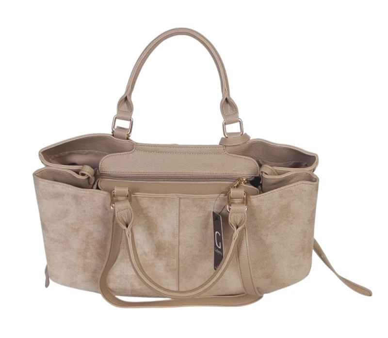 Torebka damska shopper bag eko zamsz Gallantry Paris – duża modna torba miejska A4 na ramię