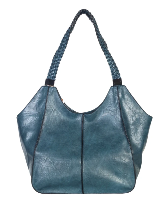 Pojemna torba damska na A4 Długie plecione rączki Przegroda w środku