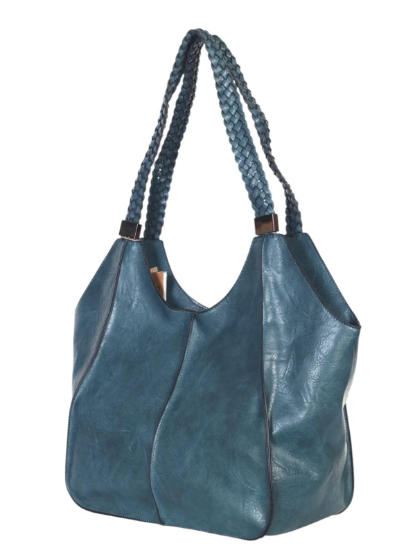 Pojemna torba damska na A4 Długie plecione rączki Przegroda w środku