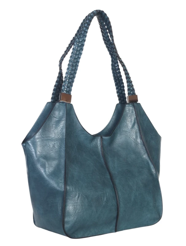 Pojemna torba damska na A4 Długie plecione rączki Przegroda w środku