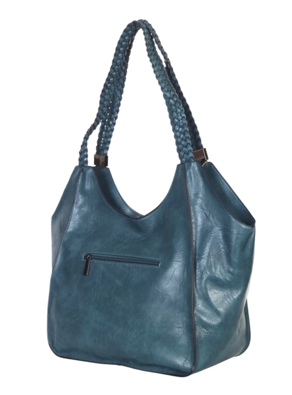 Pojemna torba damska na A4 Długie plecione rączki Przegroda w środku