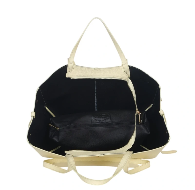 Żółta skórzana torba damska Shopper XL | BESTSELLER | Vera Pelle