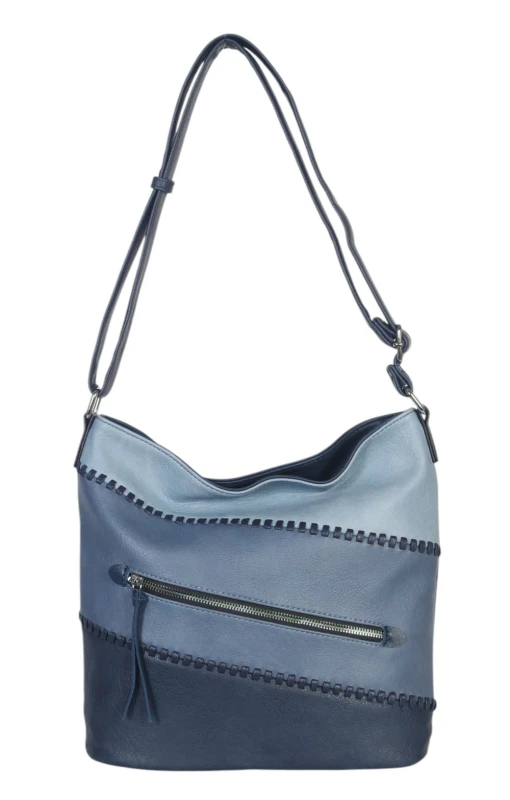 Pojemna torebka listonoszka z kieszeniami – dwukomorowy środek, na długim pasku