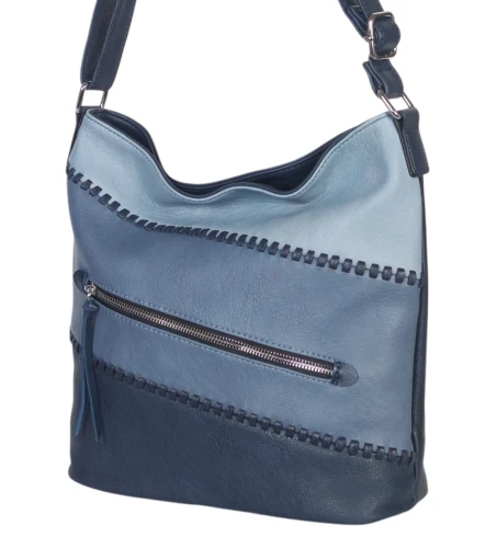 Pojemna torebka listonoszka z kieszeniami – dwukomorowy środek, na długim pasku