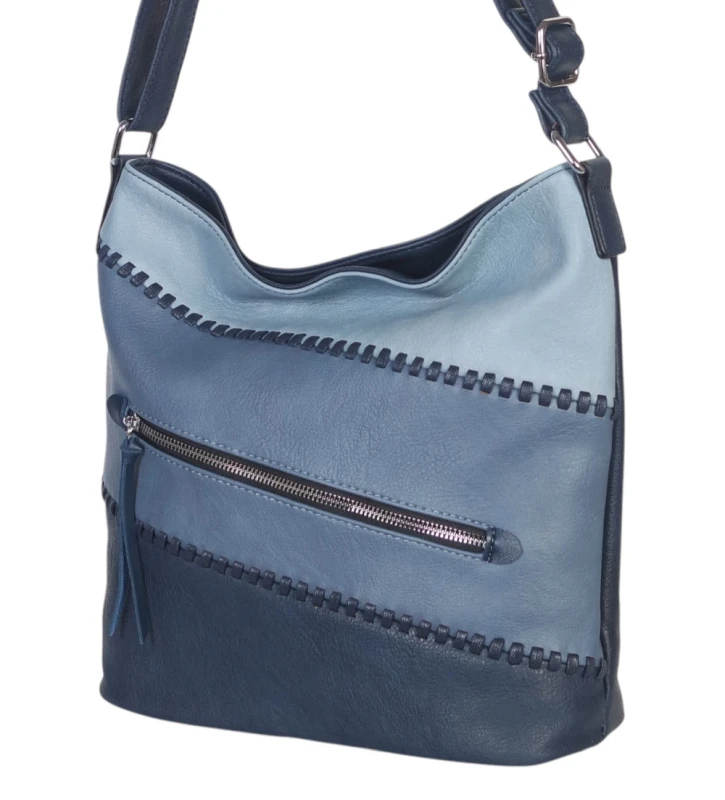 Pojemna torebka listonoszka z kieszeniami – dwukomorowy środek, na długim pasku