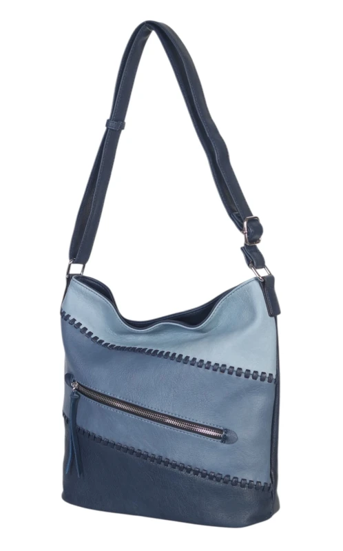 Pojemna torebka listonoszka z kieszeniami – dwukomorowy środek, na długim pasku