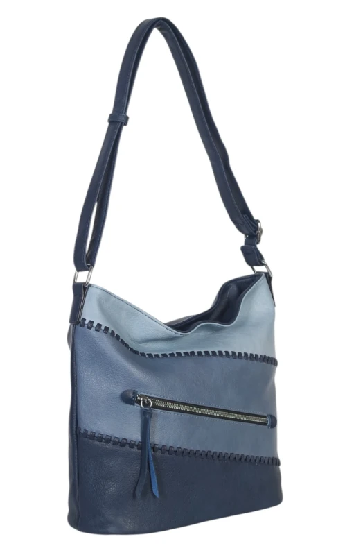 Pojemna torebka listonoszka z kieszeniami – dwukomorowy środek, na długim pasku