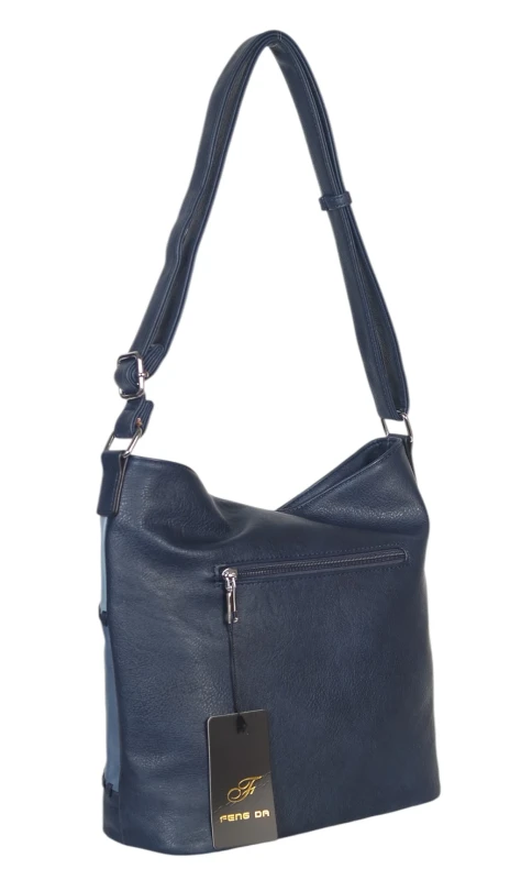 Pojemna torebka listonoszka z kieszeniami – dwukomorowy środek, na długim pasku