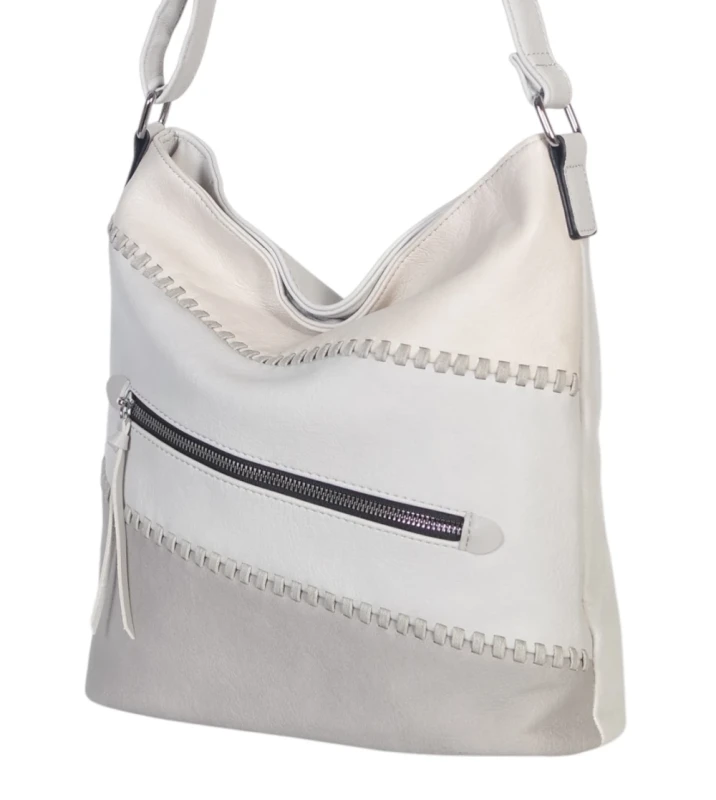 Pojemna torebka listonoszka z kieszeniami – dwukomorowy środek, na długim pasku