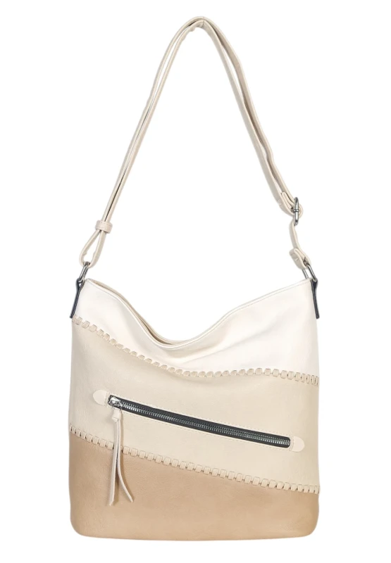 Pojemna torebka listonoszka z kieszeniami – dwukomorowy środek, na długim pasku