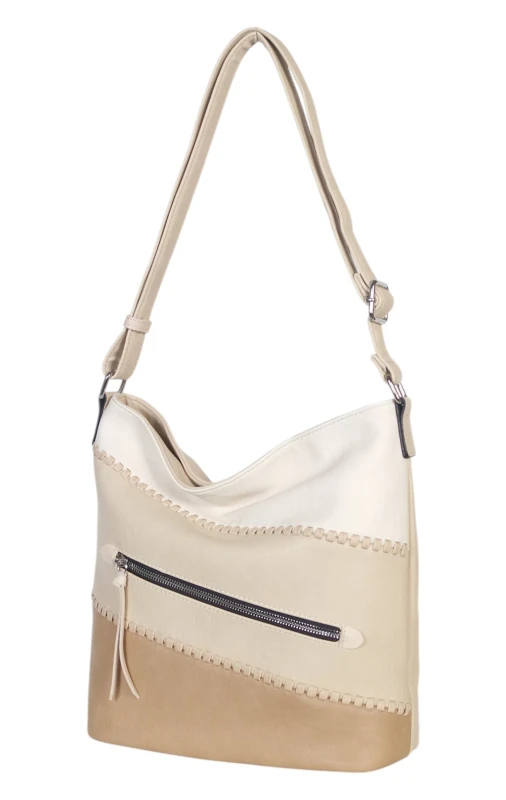 Pojemna torebka listonoszka z kieszeniami – dwukomorowy środek, na długim pasku