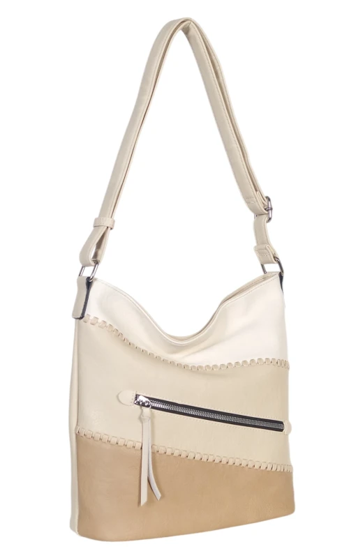 Pojemna torebka listonoszka z kieszeniami – dwukomorowy środek, na długim pasku