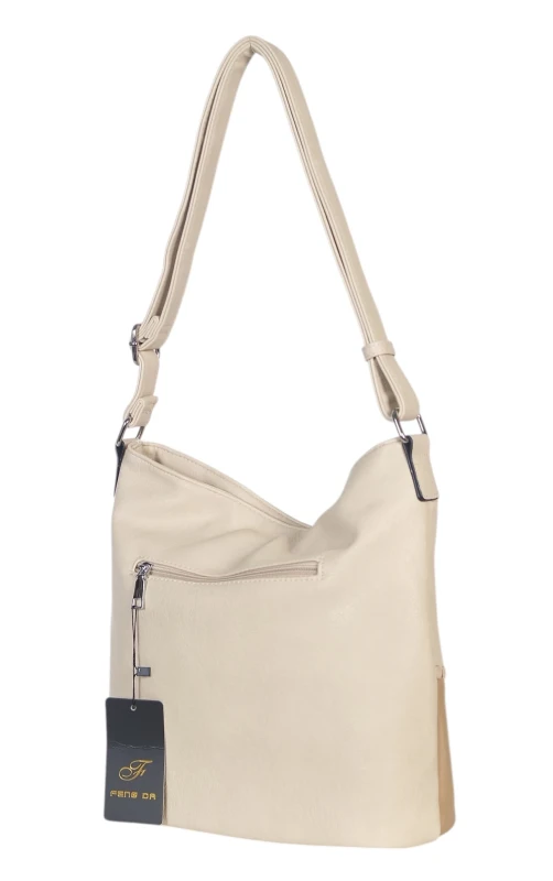 Pojemna torebka listonoszka z kieszeniami – dwukomorowy środek, na długim pasku