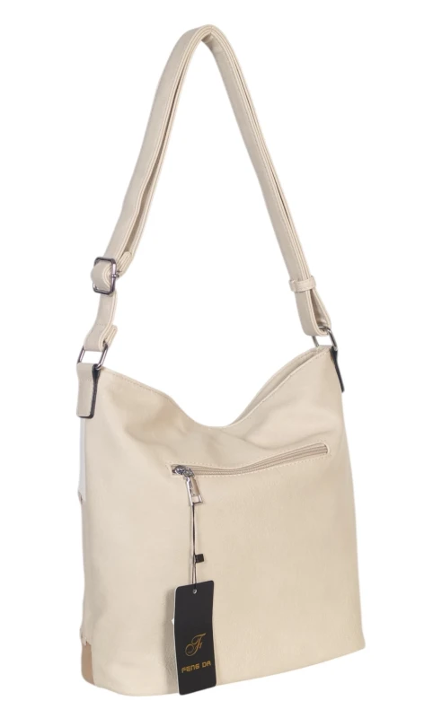 Pojemna torebka listonoszka z kieszeniami – dwukomorowy środek, na długim pasku