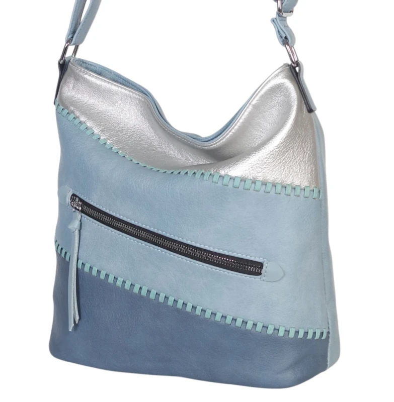 Pojemna torebka listonoszka z kieszeniami – dwukomorowy środek, na długim pasku