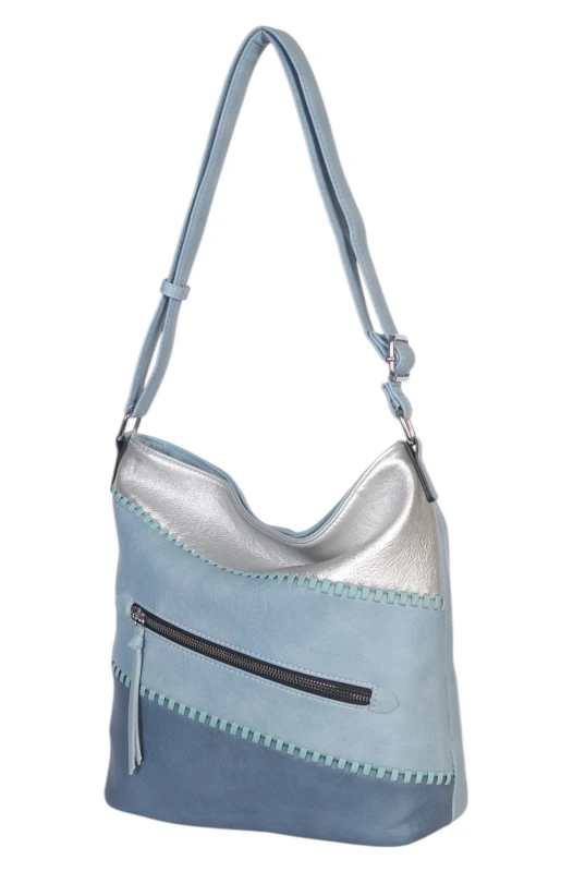 Pojemna torebka listonoszka z kieszeniami – dwukomorowy środek, na długim pasku