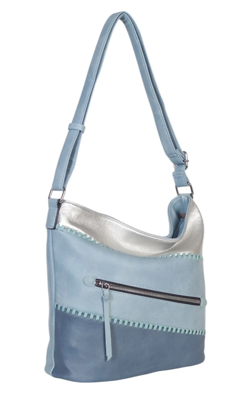 Pojemna torebka listonoszka z kieszeniami – dwukomorowy środek, na długim pasku