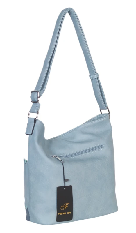 Pojemna torebka listonoszka z kieszeniami – dwukomorowy środek, na długim pasku