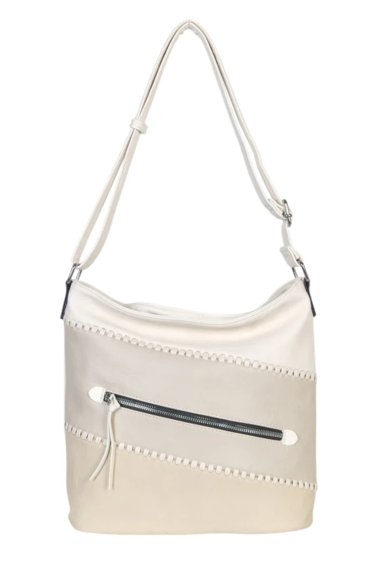 Pojemna torebka listonoszka z kieszeniami – dwukomorowy środek, na długim pasku