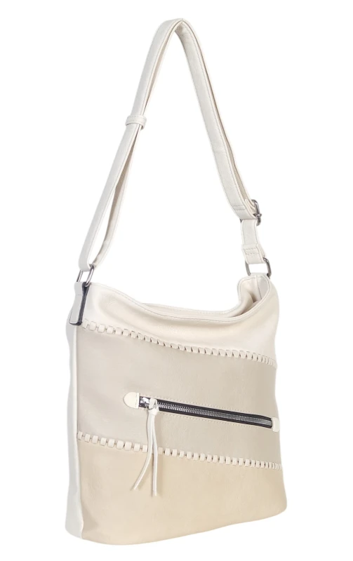 Pojemna torebka listonoszka z kieszeniami – dwukomorowy środek, na długim pasku