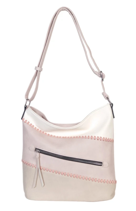 Pojemna torebka listonoszka z kieszeniami – dwukomorowy środek, na długim pasku