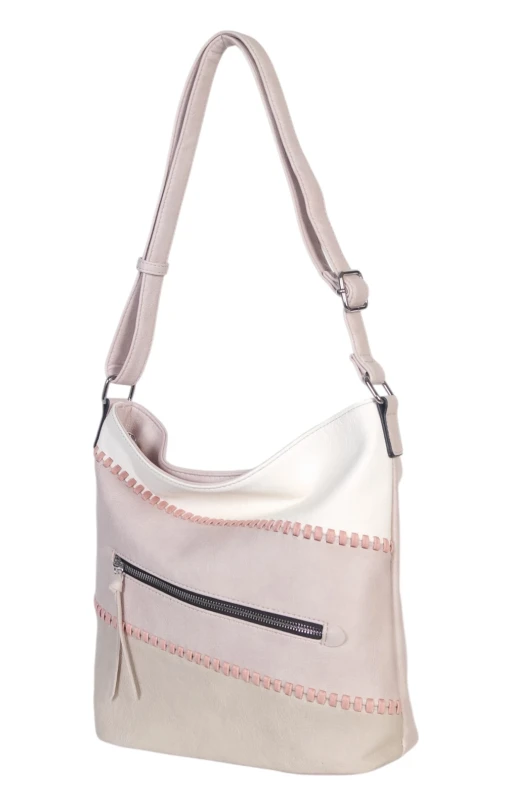 Pojemna torebka listonoszka z kieszeniami – dwukomorowy środek, na długim pasku