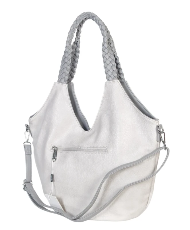 Coveri Italy torebka damska z plecionymi rączkami i frędzlami – z długim paskiem