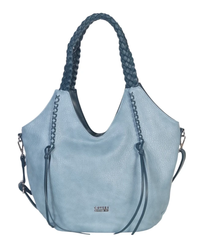 Coveri Italy torebka damska z plecionymi rączkami i frędzlami – z długim paskiem