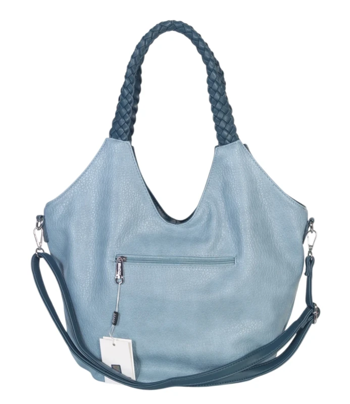 Coveri Italy torebka damska z plecionymi rączkami i frędzlami – z długim paskiem