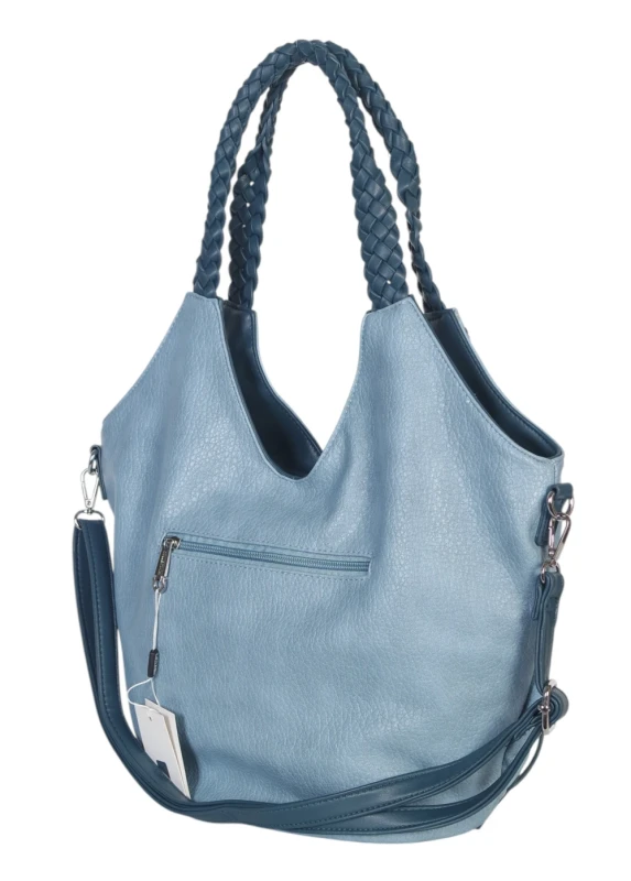 Coveri Italy torebka damska z plecionymi rączkami i frędzlami – z długim paskiem